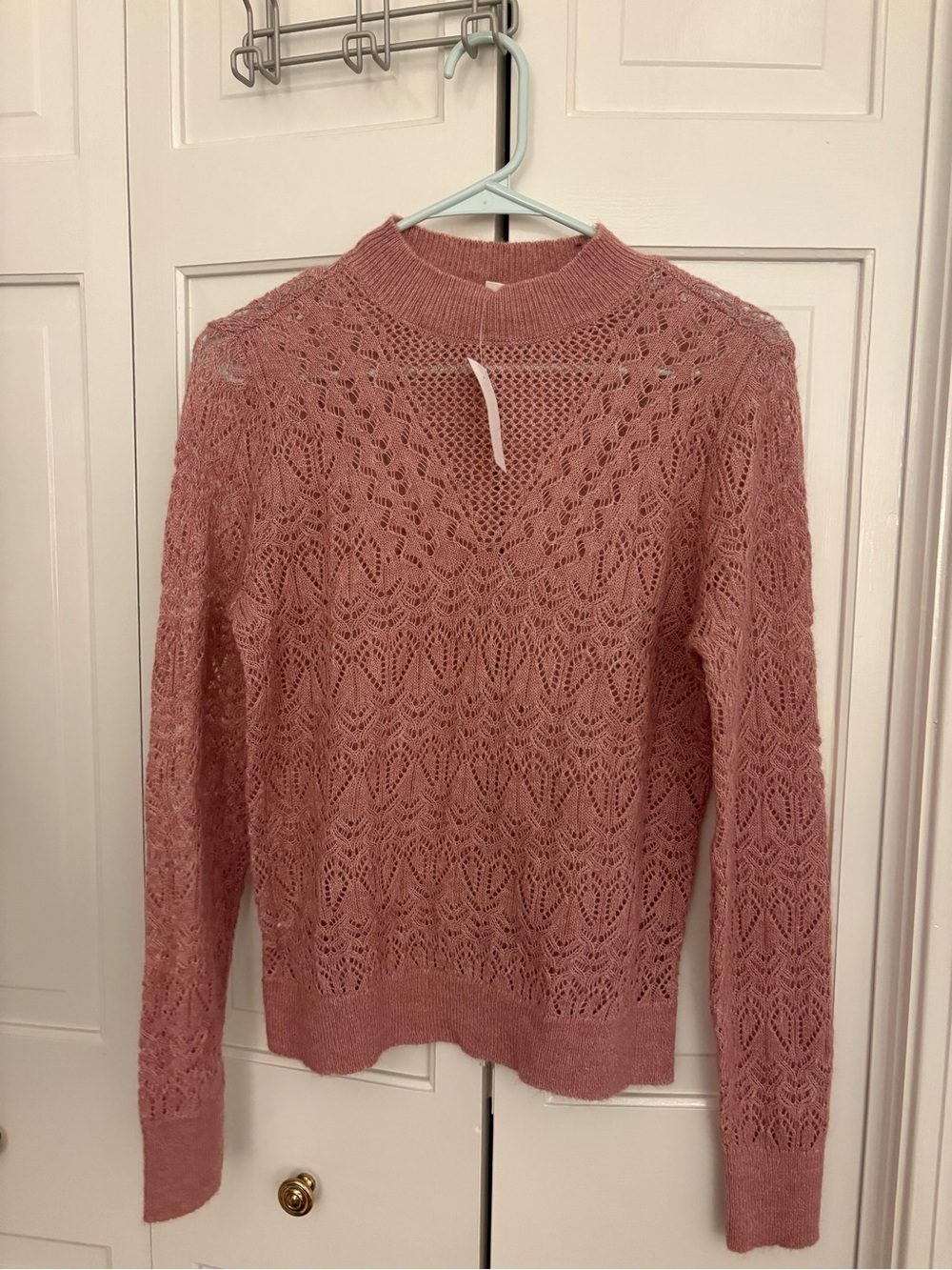 LOFT Open-Knit Cowl Sweater in Dusty Rose